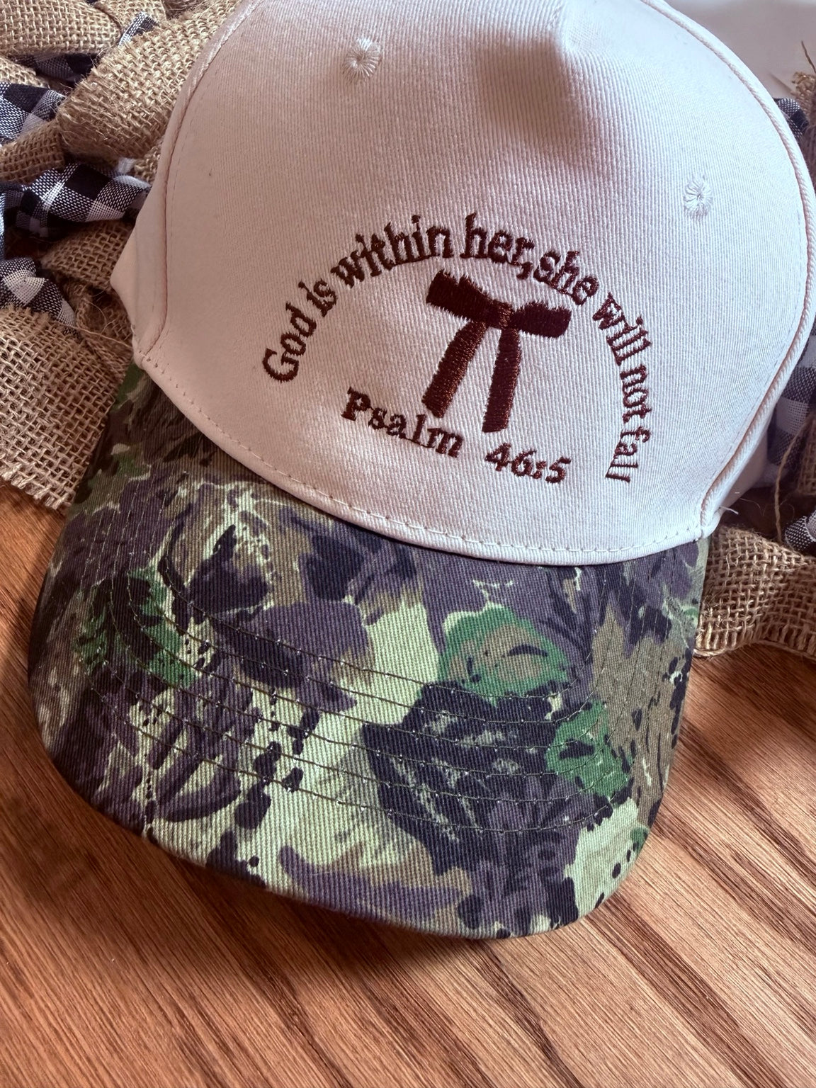 God Is Within Her, She Will Not Fall Psalm 46:5 Embroidered Camo Hat